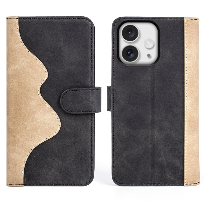Funda de cuero para teléfono con tapa horizontal y costuras