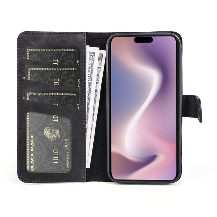 Funda de cuero para teléfono con tapa horizontal y costuras