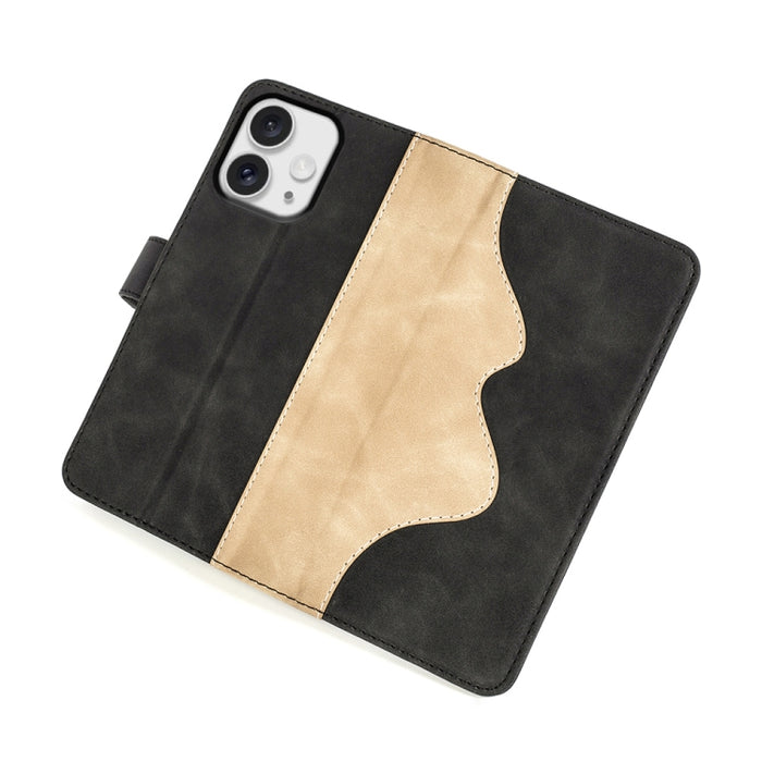 Funda de cuero para teléfono con tapa horizontal y costuras