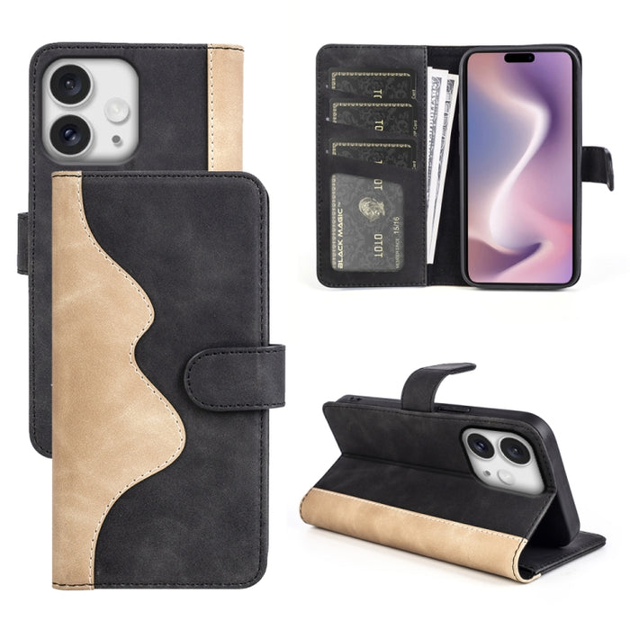 Funda de cuero para teléfono con tapa horizontal y costuras