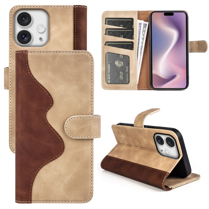 Funda de cuero para teléfono con tapa horizontal y costuras