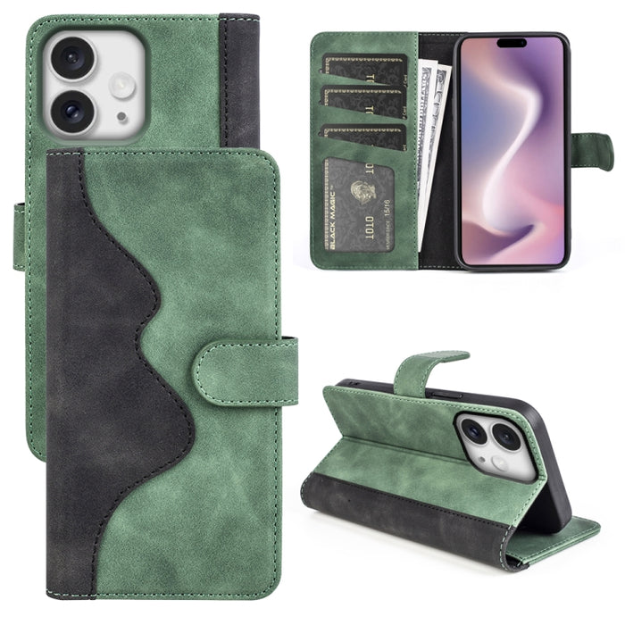 Funda de cuero para teléfono con tapa horizontal y costuras