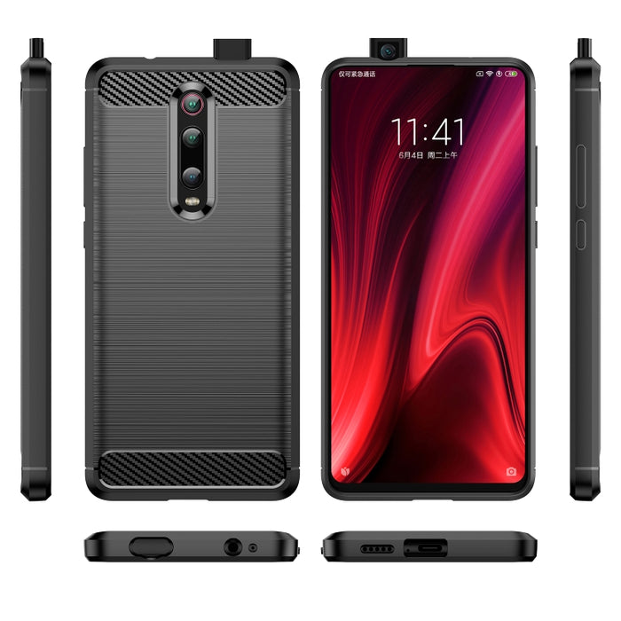 Estuche de TPU de fibra de carbono con textura cepillada para Xiaomi Redmi K20 / K20 Pro, For Xiaomi Redmi K20 / K20 Pro
