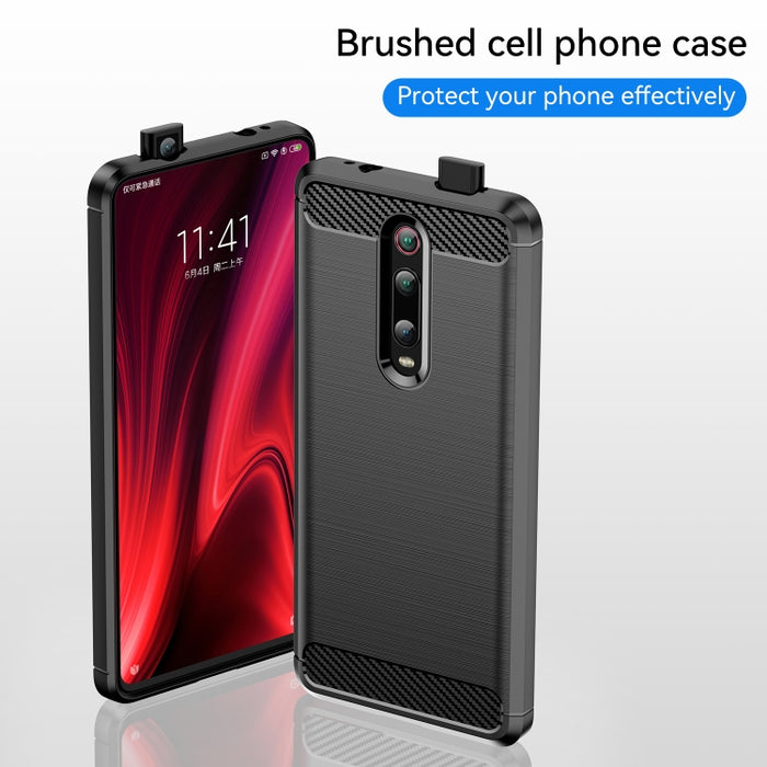 Estuche de TPU de fibra de carbono con textura cepillada para Xiaomi Redmi K20 / K20 Pro, For Xiaomi Redmi K20 / K20 Pro