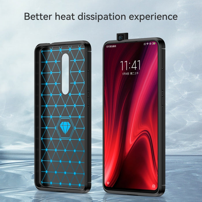 Estuche de TPU de fibra de carbono con textura cepillada para Xiaomi Redmi K20 / K20 Pro, For Xiaomi Redmi K20 / K20 Pro