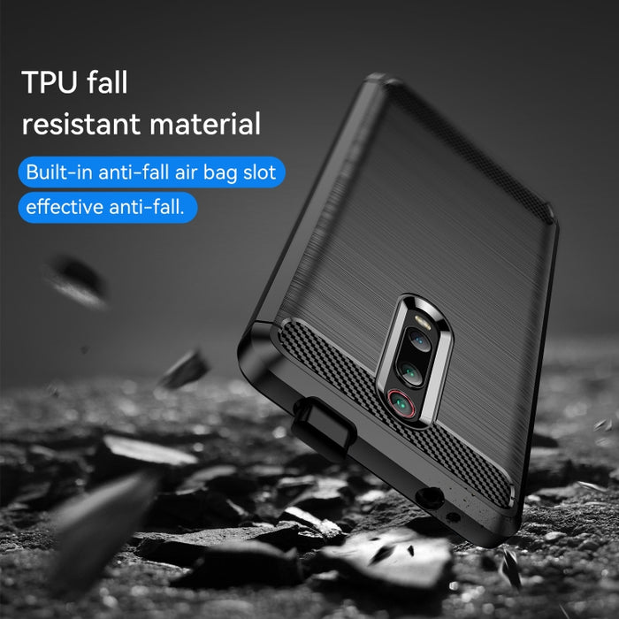 Estuche de TPU de fibra de carbono con textura cepillada para Xiaomi Redmi K20 / K20 Pro, For Xiaomi Redmi K20 / K20 Pro