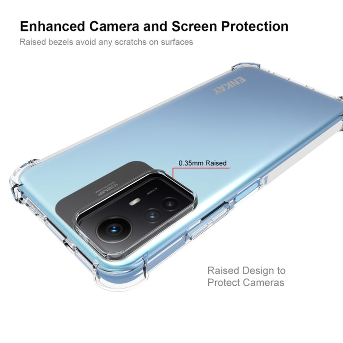 ENKAY Funda de teléfono transparente de TPU a prueba de golpes con película de vidrio, For Xiaomi Redmi Note 12s, For Redmi K60 Ultra, For Xiaomi Redmi 12C, For Xiaomi 13T