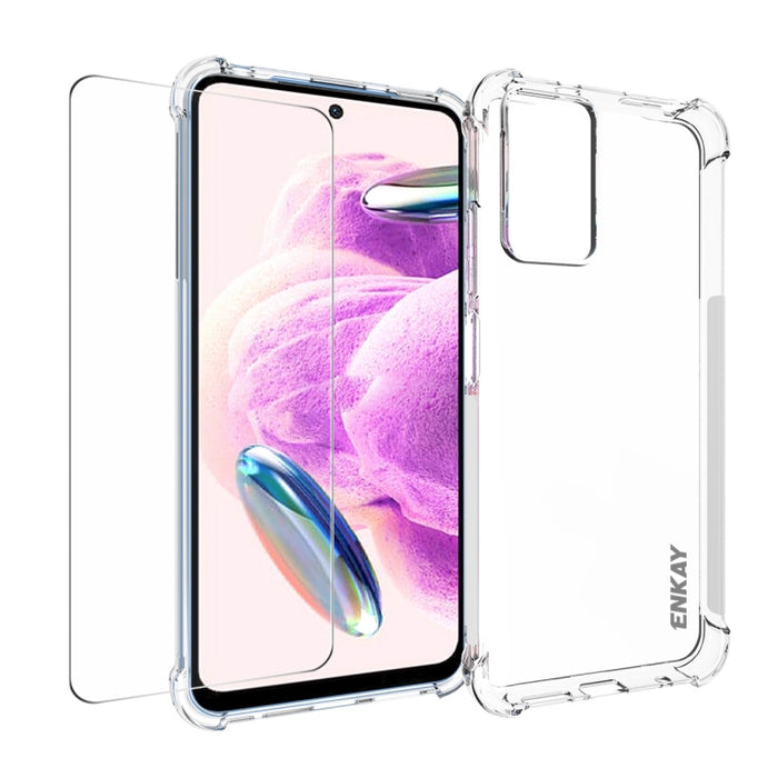 ENKAY Funda de teléfono transparente de TPU a prueba de golpes con película de vidrio, For Xiaomi Redmi Note 12s, For Redmi K60 Ultra, For Xiaomi Redmi 12C, For Xiaomi 13T