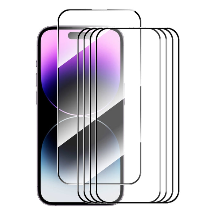 5 uds ENKAY pegamento completo alto aluminio-silicio película de vidrio templado, For iPhone 16 Pro Max, For iPhone 16 Pro, For iPhone 16 Plus, For iPhone 16, iPhone 16e, For iPhone 15 Pro Max, For iPhone 15 Pro, For iPhone 15 Plus, For iPhone 15