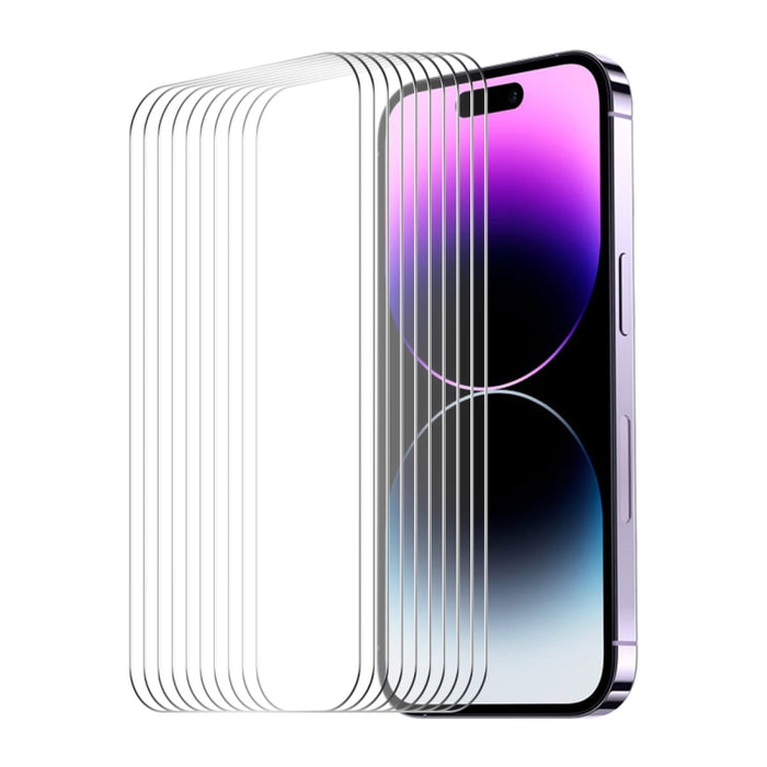 10pcs ENKAY 0.26mm 9H 2.5D Alta película de vidrio templado de aluminio y silicio, For iPhone 16 Pro Max, For iPhone 16 Pro, For iPhone 16 Plus, For iPhone 16, iPhone 16e, For iPhone 15 Pro Max, For iPhone 15 Pro, For iPhone 15 Plus, For iPhone 15