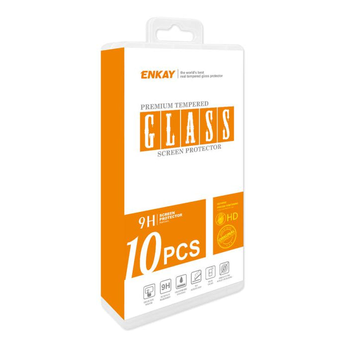 10pcs ENKAY 0.26mm 9H 2.5D Alta película de vidrio templado de aluminio y silicio, For iPhone 16 Pro Max, For iPhone 16 Pro, For iPhone 16 Plus, For iPhone 16, iPhone 16e, For iPhone 15 Pro Max, For iPhone 15 Pro, For iPhone 15 Plus, For iPhone 15