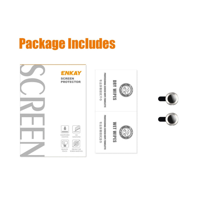 Película de vidrio templado de aleación de aluminio para lente trasera ENKAY 9H, For iPhone 15 / 15 Plus