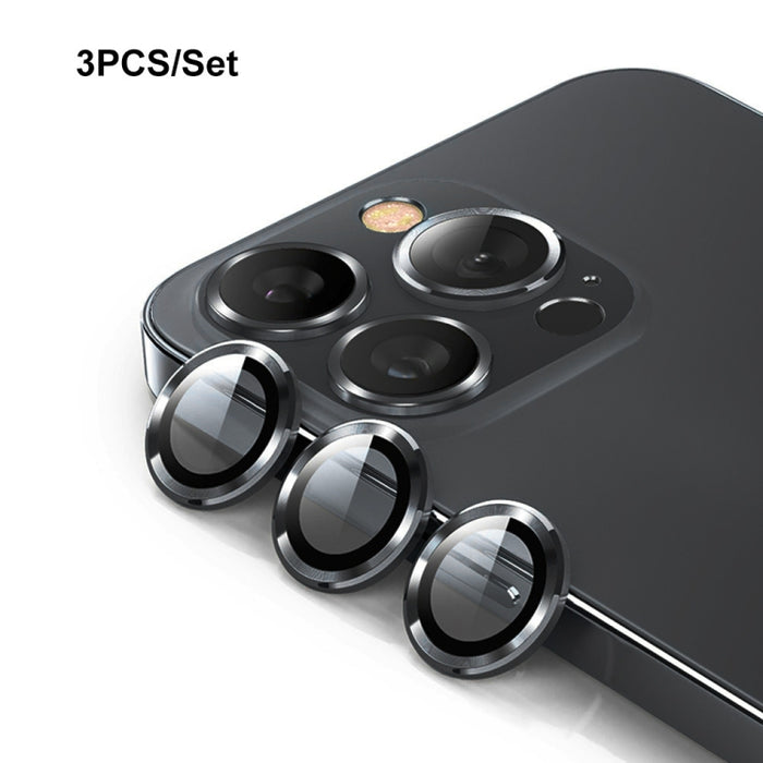 Película de vidrio templado de aleación de aluminio para lente trasera ENKAY 9H, For iPhone 15 Pro / 15 Pro Max