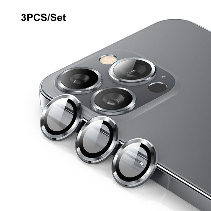 Película de vidrio templado de aleación de aluminio para lente trasera ENKAY 9H, For iPhone 15 Pro / 15 Pro Max