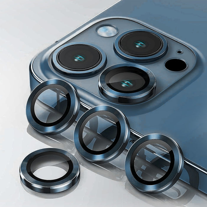 Película de vidrio templado de aleación de aluminio para lente trasera ENKAY 9H, For iPhone 15 Pro / 15 Pro Max
