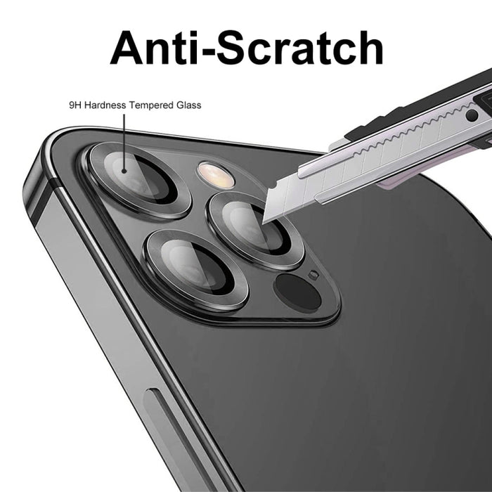 Película de vidrio templado de aleación de aluminio para lente trasera ENKAY 9H, For iPhone 15 Pro / 15 Pro Max
