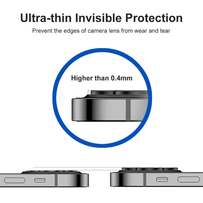 Película de vidrio templado de aleación de aluminio para lente trasera ENKAY 9H, For iPhone 15 Pro / 15 Pro Max