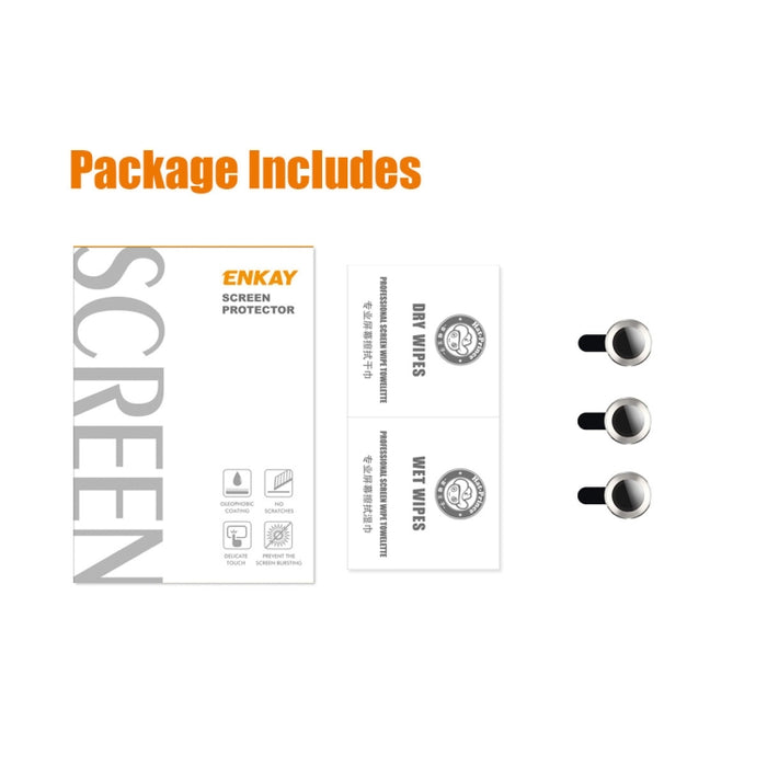 Película de vidrio templado de aleación de aluminio para lente trasera ENKAY 9H, For iPhone 15 Pro / 15 Pro Max