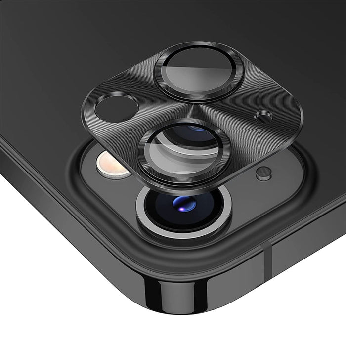 Película de cubierta de lente de vidrio templado de aleación de aluminio ENKAY, For iPhone 15 / 15 Plus
