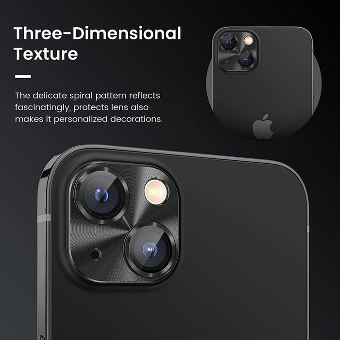 Película de cubierta de lente de vidrio templado de aleación de aluminio ENKAY, For iPhone 15 / 15 Plus