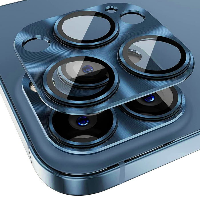 Película de cubierta de lente de vidrio templado de aleación de aluminio ENKAY, For iPhone 15 Pro / 15 Pro Max