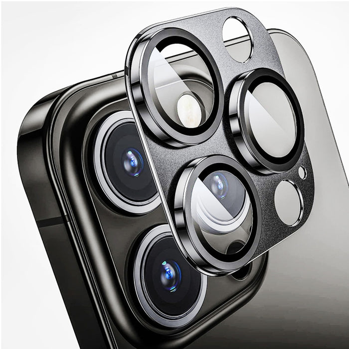 Película de vidrio templado de aleación de aluminio para lente de cámara antirreflectante ENKAY, For iPhone 15 Pro / 15 Pro Max