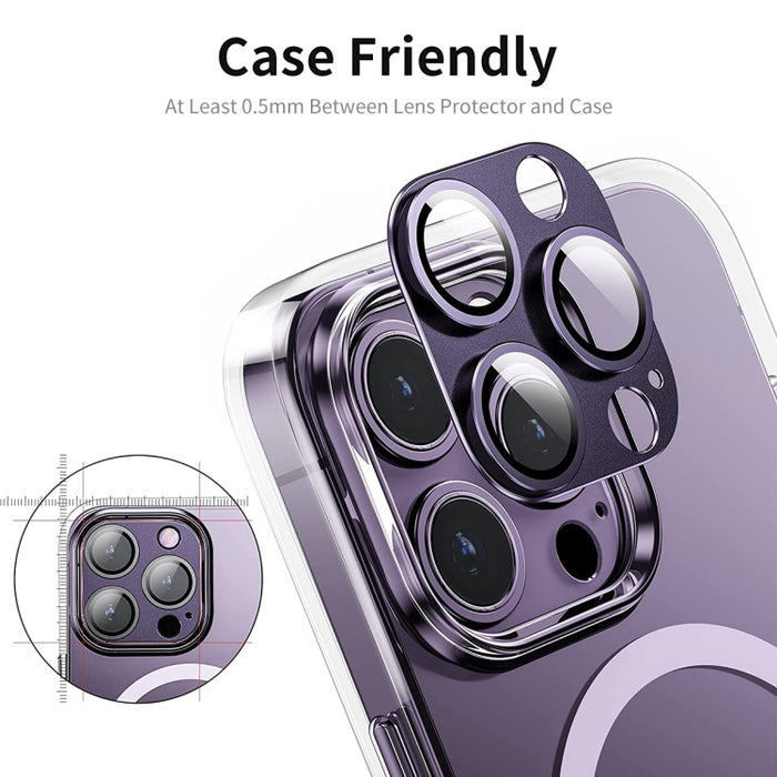 Película de vidrio templado de aleación de aluminio para lente de cámara antirreflectante ENKAY, For iPhone 15 Pro / 15 Pro Max