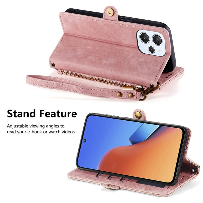 Estuche de teléfono de cuero con hebilla lateral de billetera con cremallera geométrica, For Xiaomi Redmi K40, For Xiaomi Redmi Note 9 4G, For Xiaomi Redmi 9A, For Xiaomi Redmi 9, For Xiaomi Redmi 9C, For Xiaomi Redmi Note 9, For Xiaomi Redmi K30 Pro  ...
