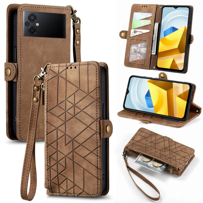 Estuche de teléfono de cuero con hebilla lateral de billetera con cremallera geométrica, For Redmi Note 13 Pro 4G, For Redmi Note 13 4G, For Redmi Note 13 5G Global, For Redmi Note 13 Pro 5G Global, For Xiaomi F5 5G, For Xiaomi F5 Pro 5G               ...