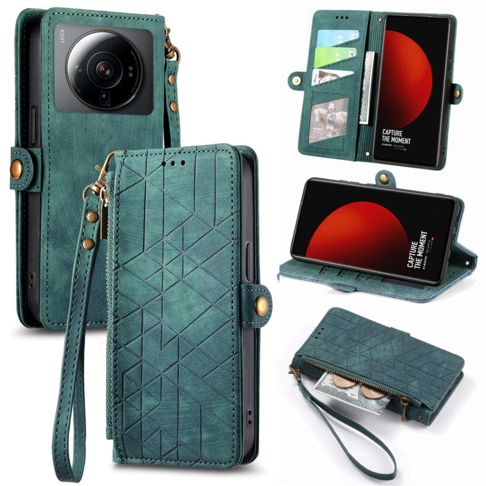 Estuche de teléfono de cuero con hebilla lateral de billetera con cremallera geométrica, For Xiaomi 12S Pro, For Xiaomi 12S, For Xiaomi Poco C40, For Xiaomi 12 Ultra, For Xiaomi 12, For Xiaomi 11T, For Xiaomi Poco X3 GT, For Xiaomi 11 Lite             ...