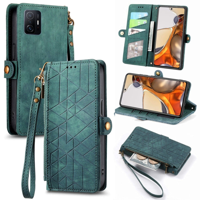 Estuche de teléfono de cuero con hebilla lateral de billetera con cremallera geométrica, For Xiaomi 12S Pro, For Xiaomi 12S, For Xiaomi Poco C40, For Xiaomi 12 Ultra, For Xiaomi 12, For Xiaomi 11T, For Xiaomi Poco X3 GT, For Xiaomi 11 Lite             ...