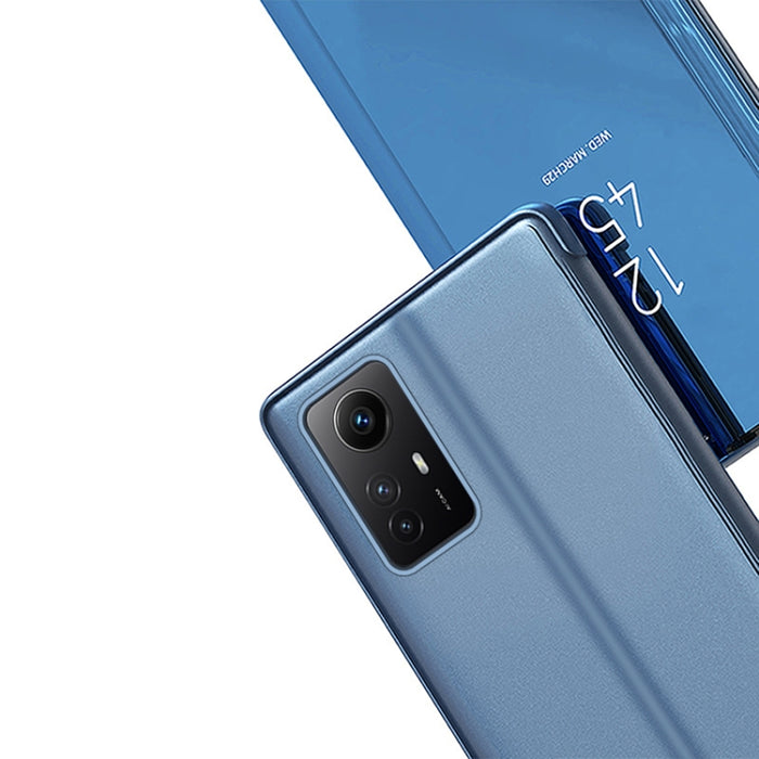 Estuche para teléfono de cuero con tapa horizontal con espejo plateado y soporte, For Xiaomi  Redmi Note 12S