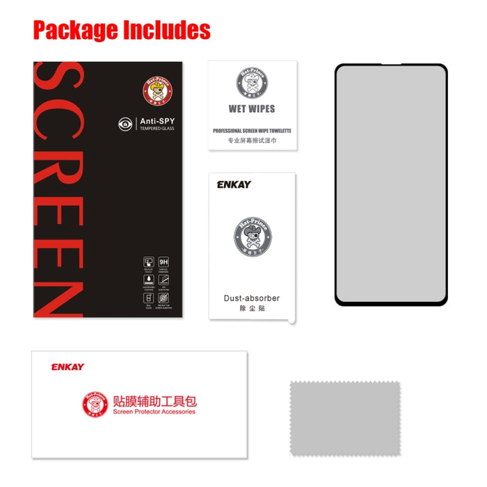 ENKAY Hat-Prince 0.26mm 9H 2.5D Película de vidrio templado de pantalla completa antideslumbrante de privacidad para Redmi K20 / K20 Pro, For Redmi K20 / K20 Pro