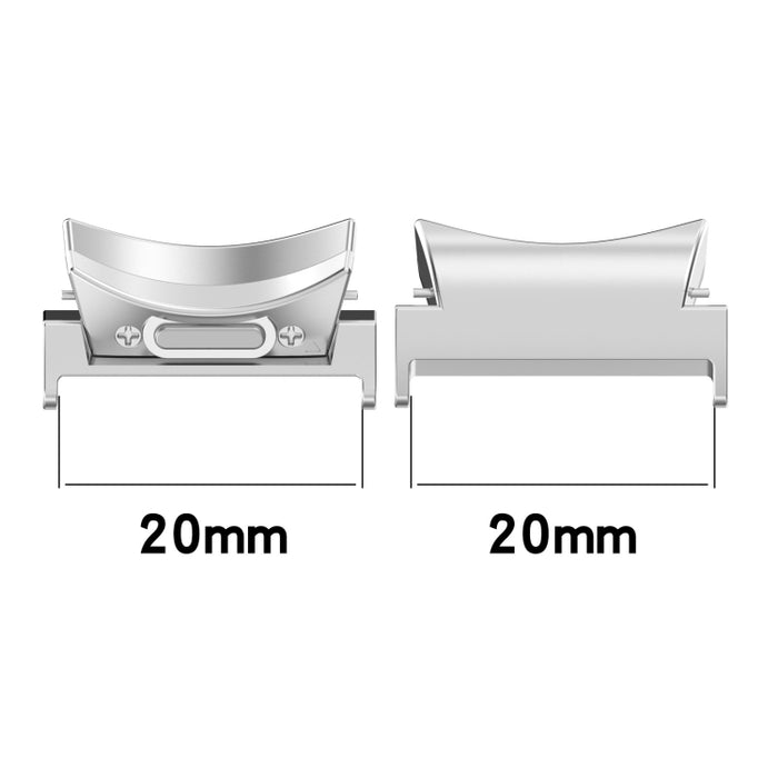 Conector de correa de reloj de metal curvado estilo botón, 20 mm, 1 par