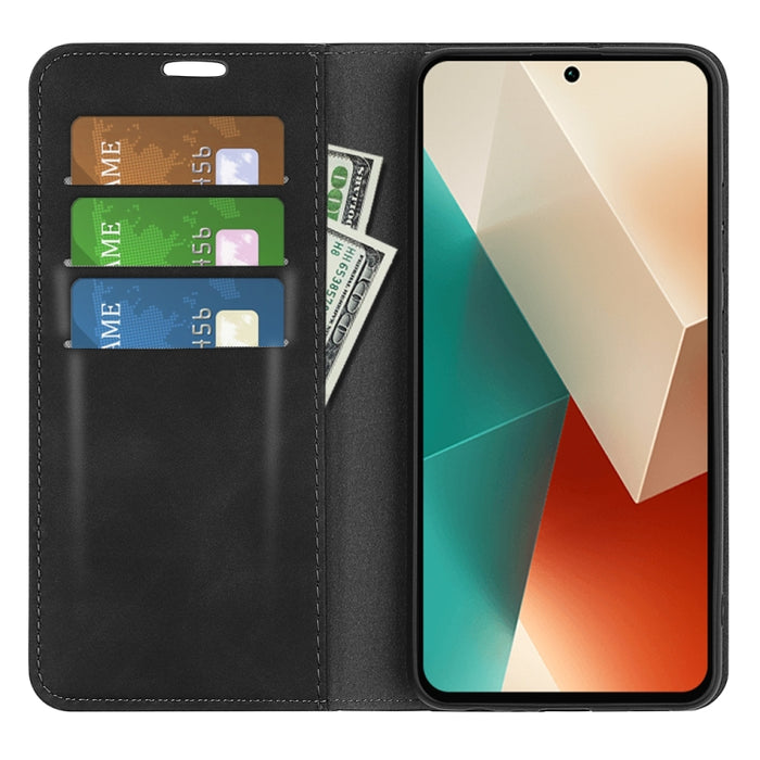Funda para teléfono de cuero con succión magnética de piel retro, For Xiaomi Redmi Note 13 5G, For Xiaomi Redmi 13C, For Xiaomi Redmi Note 13 Pro+, For Xiaomi Redmi Note 13 Pro 5G, For Xiaomi Redmi K70, For Xiaomi 13T                                   ...