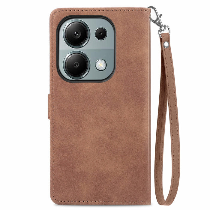 Funda para teléfono de cuero con cremallera y flores en relieve, For Xiaomi Poco M6 Pro 4G, For Xiaomi Redmi Note 13 Pro 4G, For Xiaomi Redmi A3, For Xiaomi Redmi Note 13 4G, For Xiaomi Redmi 13C 5G, For Xiaomi Redmi K70E, For Xiaomi Poco X6 Pro       ...