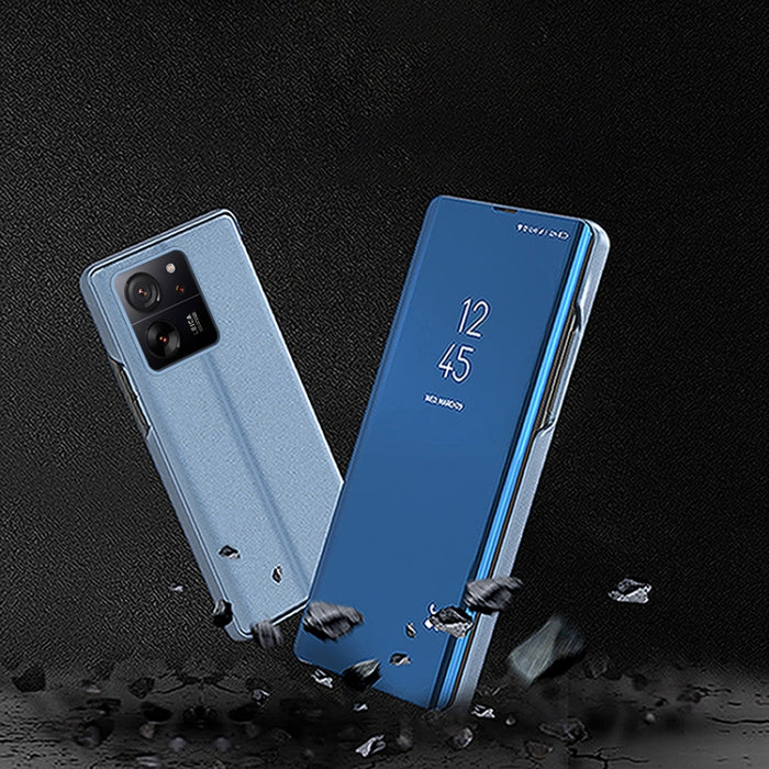 Caja del teléfono del cuero del tirón horizontal del espejo plateado con el sostenedor, For Redmi 15C 5G / 4G Global 171mm