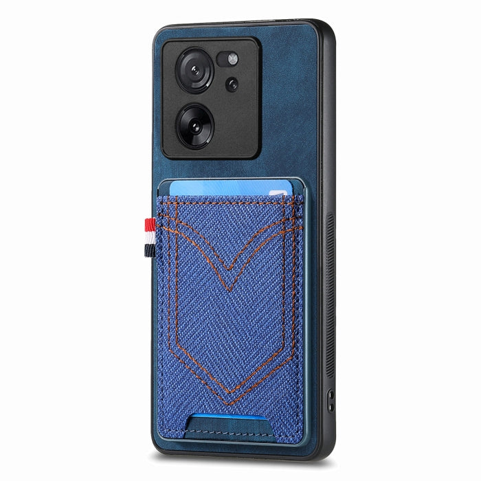 Caja del teléfono de piel de cuero con textura de mezclilla con ranura para tarjeta, For Xiaomi Redmi Note 13 Pro 4G, For Xiaomi Redmi Note 13, For Xiaomi Redmi Note 13 Pro+, For Xiaomi Redmi Note 13 Pro 5G, For Xiaomi 13T / 13T Pro