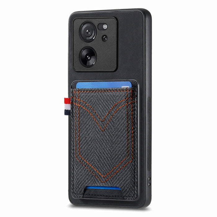 Caja del teléfono de piel de cuero con textura de mezclilla con ranura para tarjeta, For Xiaomi Redmi Note 13 Pro 4G, For Xiaomi Redmi Note 13, For Xiaomi Redmi Note 13 Pro+, For Xiaomi Redmi Note 13 Pro 5G, For Xiaomi 13T / 13T Pro