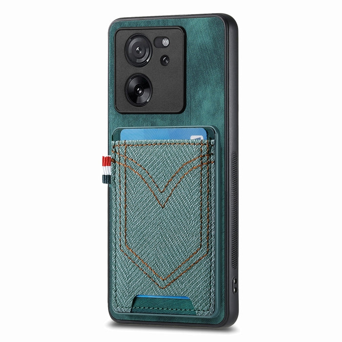 Caja del teléfono de piel de cuero con textura de mezclilla con ranura para tarjeta, For Xiaomi Redmi Note 13 Pro 4G, For Xiaomi Redmi Note 13, For Xiaomi Redmi Note 13 Pro+, For Xiaomi Redmi Note 13 Pro 5G, For Xiaomi 13T / 13T Pro