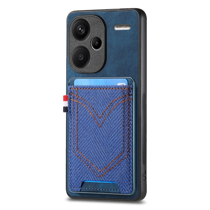 Caja del teléfono de piel de cuero con textura de mezclilla con ranura para tarjeta, For Xiaomi Redmi Note 13 Pro 4G, For Xiaomi Redmi Note 13, For Xiaomi Redmi Note 13 Pro+, For Xiaomi Redmi Note 13 Pro 5G, For Xiaomi 13T / 13T Pro