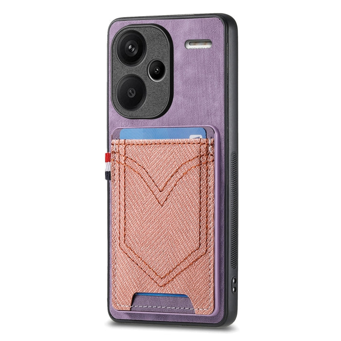 Caja del teléfono de piel de cuero con textura de mezclilla con ranura para tarjeta, For Xiaomi Redmi Note 13 Pro 4G, For Xiaomi Redmi Note 13, For Xiaomi Redmi Note 13 Pro+, For Xiaomi Redmi Note 13 Pro 5G, For Xiaomi 13T / 13T Pro