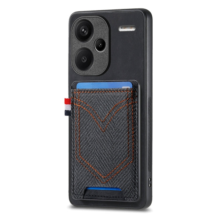 Caja del teléfono de piel de cuero con textura de mezclilla con ranura para tarjeta, For Xiaomi Redmi Note 13 Pro 4G, For Xiaomi Redmi Note 13, For Xiaomi Redmi Note 13 Pro+, For Xiaomi Redmi Note 13 Pro 5G, For Xiaomi 13T / 13T Pro