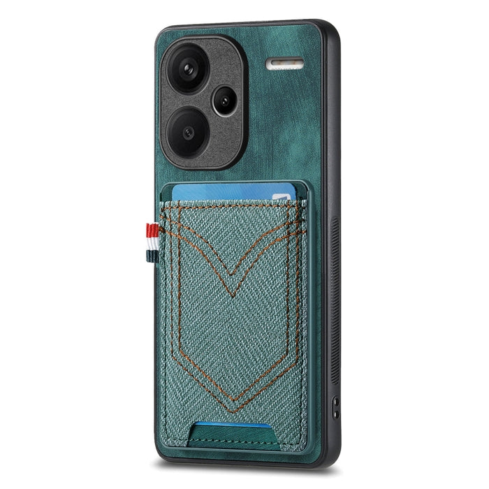 Caja del teléfono de piel de cuero con textura de mezclilla con ranura para tarjeta, For Xiaomi Redmi Note 13 Pro 4G, For Xiaomi Redmi Note 13, For Xiaomi Redmi Note 13 Pro+, For Xiaomi Redmi Note 13 Pro 5G, For Xiaomi 13T / 13T Pro