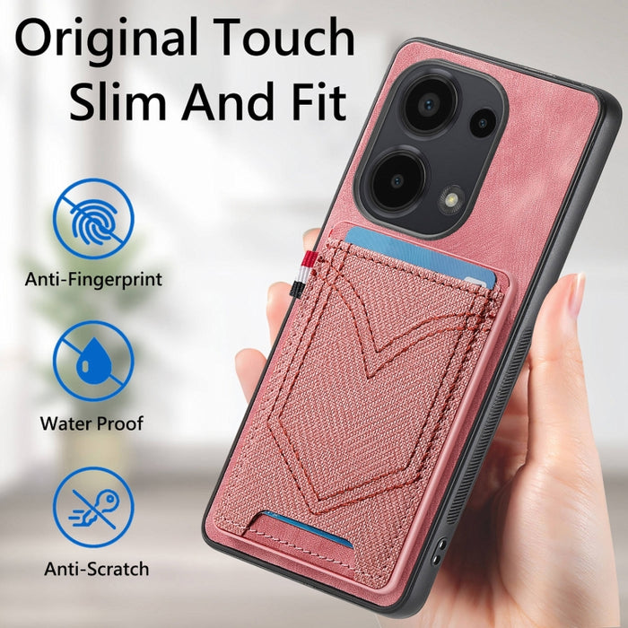 Caja del teléfono de piel de cuero con textura de mezclilla con ranura para tarjeta, For Xiaomi Redmi Note 13 Pro 4G, For Xiaomi Redmi Note 13, For Xiaomi Redmi Note 13 Pro+, For Xiaomi Redmi Note 13 Pro 5G, For Xiaomi 13T / 13T Pro