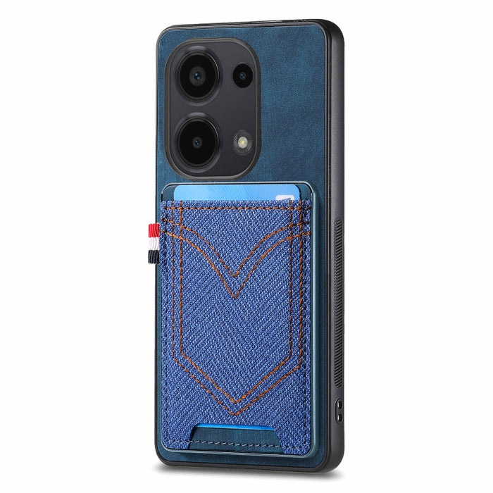 Caja del teléfono de piel de cuero con textura de mezclilla con ranura para tarjeta, For Xiaomi Redmi Note 13 Pro 4G, For Xiaomi Redmi Note 13, For Xiaomi Redmi Note 13 Pro+, For Xiaomi Redmi Note 13 Pro 5G, For Xiaomi 13T / 13T Pro