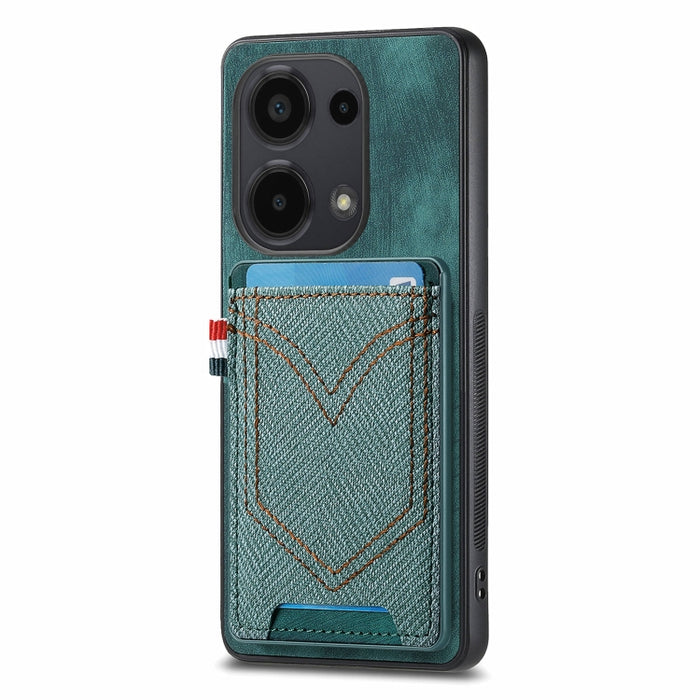 Caja del teléfono de piel de cuero con textura de mezclilla con ranura para tarjeta, For Xiaomi Redmi Note 13 Pro 4G, For Xiaomi Redmi Note 13, For Xiaomi Redmi Note 13 Pro+, For Xiaomi Redmi Note 13 Pro 5G, For Xiaomi 13T / 13T Pro