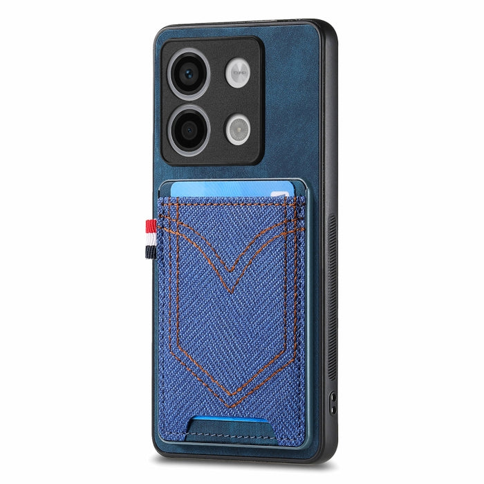 Caja del teléfono de piel de cuero con textura de mezclilla con ranura para tarjeta, For Xiaomi Redmi Note 13 Pro 4G, For Xiaomi Redmi Note 13, For Xiaomi Redmi Note 13 Pro+, For Xiaomi Redmi Note 13 Pro 5G, For Xiaomi 13T / 13T Pro