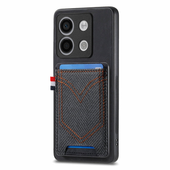 Caja del teléfono de piel de cuero con textura de mezclilla con ranura para tarjeta, For Xiaomi Redmi Note 13 Pro 4G, For Xiaomi Redmi Note 13, For Xiaomi Redmi Note 13 Pro+, For Xiaomi Redmi Note 13 Pro 5G, For Xiaomi 13T / 13T Pro