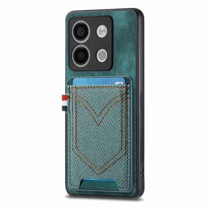Caja del teléfono de piel de cuero con textura de mezclilla con ranura para tarjeta, For Xiaomi Redmi Note 13 Pro 4G, For Xiaomi Redmi Note 13, For Xiaomi Redmi Note 13 Pro+, For Xiaomi Redmi Note 13 Pro 5G, For Xiaomi 13T / 13T Pro